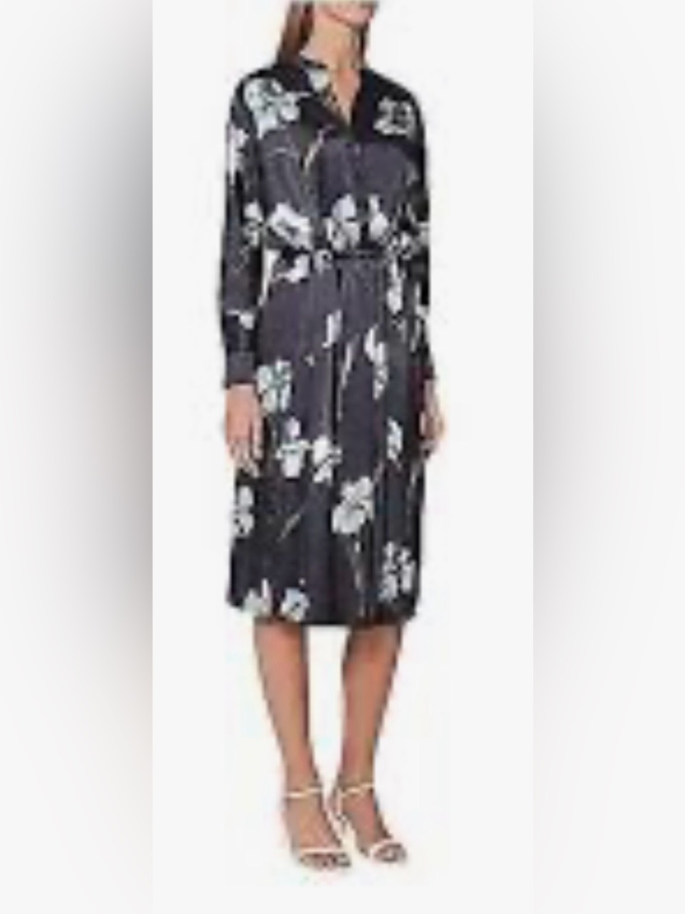 NWOT Vince Navy Iris Long Sleeve Midi Dress Size M